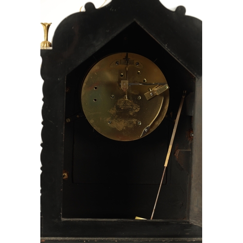 1195 - FRENCH, ROYAL EXCHANGE, LONDON. A MID 19TH CENTURY EBONISED ORMOLU MOUNTED DOUBLE FUSEE BRACKET CLOC... 