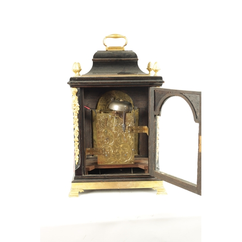 1197 - JOHN TAYLOR, LONDON. A GEORGE III ORMOLU MOUNTED EBONISED VERGE BRACKET CLOCK, the bell top case wit... 