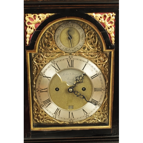 1197 - JOHN TAYLOR, LONDON. A GEORGE III ORMOLU MOUNTED EBONISED VERGE BRACKET CLOCK, the bell top case wit... 