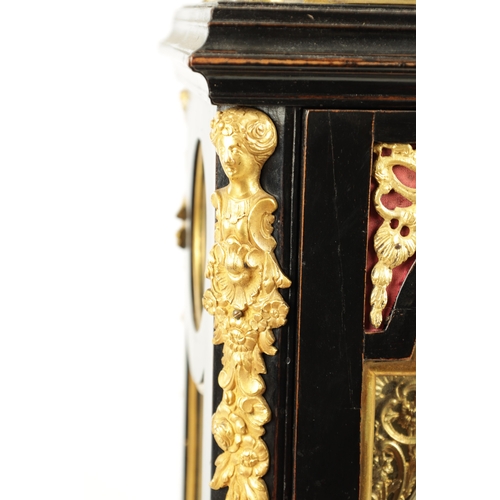 1197 - JOHN TAYLOR, LONDON. A GEORGE III ORMOLU MOUNTED EBONISED VERGE BRACKET CLOCK, the bell top case wit... 