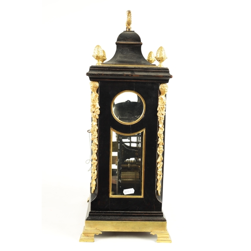 1197 - JOHN TAYLOR, LONDON. A GEORGE III ORMOLU MOUNTED EBONISED VERGE BRACKET CLOCK, the bell top case wit... 