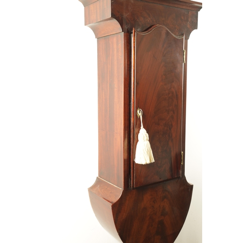 1198 - YONGE & SON, STRAND, LONDON. A GEORGE III FIGURED MAHOGANY TAVERN CLOCK, the shaped case with hinged... 