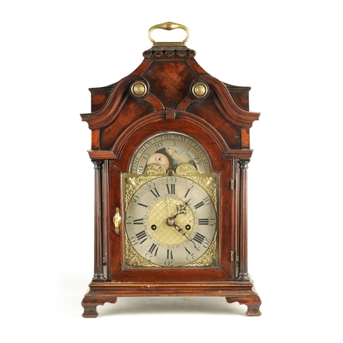 1199 - CLIFTON, LIVERPOOL. A GEORGE III LANCASHIRE MAHOGANY DOUBLE FUSEE BRACKET CLOCK, the pagoda top abov... 