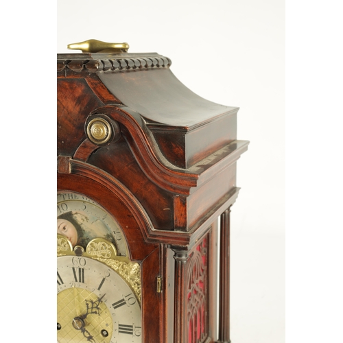 1199 - CLIFTON, LIVERPOOL. A GEORGE III LANCASHIRE MAHOGANY DOUBLE FUSEE BRACKET CLOCK, the pagoda top abov... 