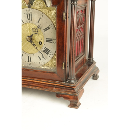 1199 - CLIFTON, LIVERPOOL. A GEORGE III LANCASHIRE MAHOGANY DOUBLE FUSEE BRACKET CLOCK, the pagoda top abov... 