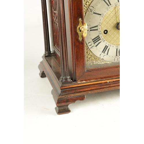 1199 - CLIFTON, LIVERPOOL. A GEORGE III LANCASHIRE MAHOGANY DOUBLE FUSEE BRACKET CLOCK, the pagoda top abov... 