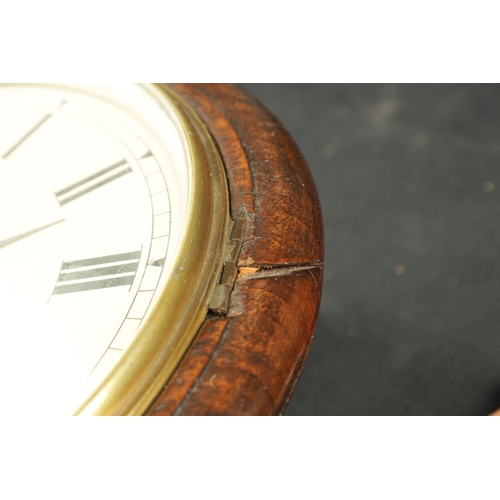 1200 - TURNER, ONGAR. A 19TH CENTURY WALNUT CASED 8” FUSEE DROP DIAL WALL CLOCK with chisel bottom case and... 