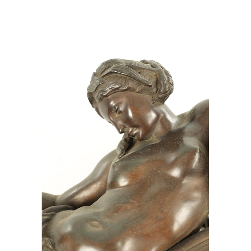 1201 - A LATE 19TH CENTURY FRENCH BRONZE FIGURAL BOURDON BAROMETER, the large case decorated by classical s... 