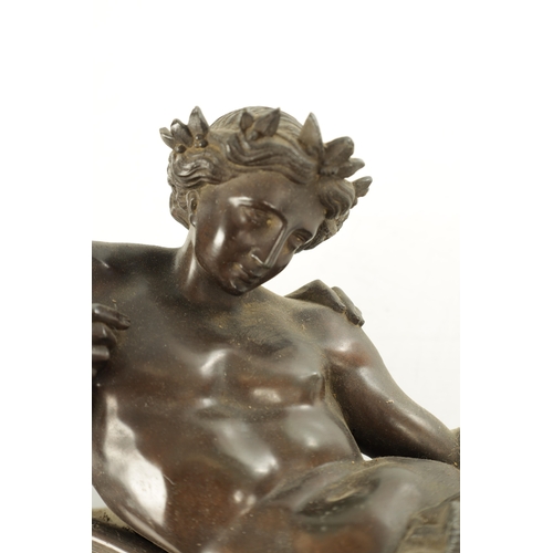 1201 - A LATE 19TH CENTURY FRENCH BRONZE FIGURAL BOURDON BAROMETER, the large case decorated by classical s... 