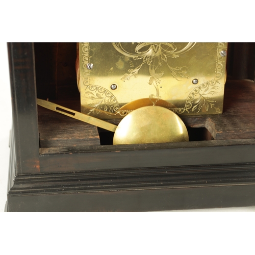 1202 - SAMUEL SWAIN, LONDON. A GEORGE III EBONISED DOUBLE FUSEE BRACKET CLOCK the bell top pediment above a... 