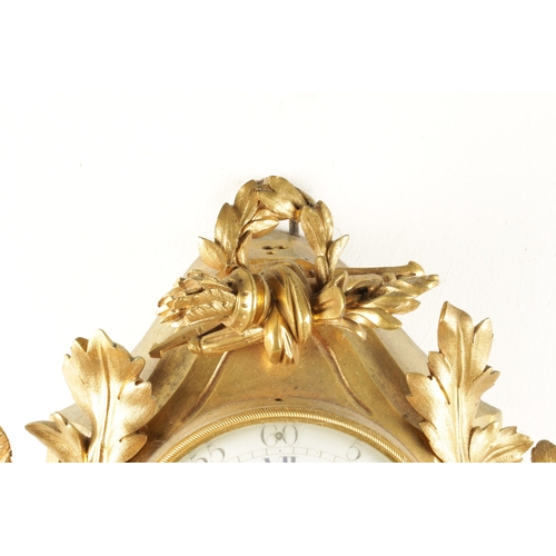 1203 - MONBRO FILS AINE, A PARIS. A 19TH CENTURY FRENCH ORMOLU CARTEL CLOCK the case decorated with rose ga... 