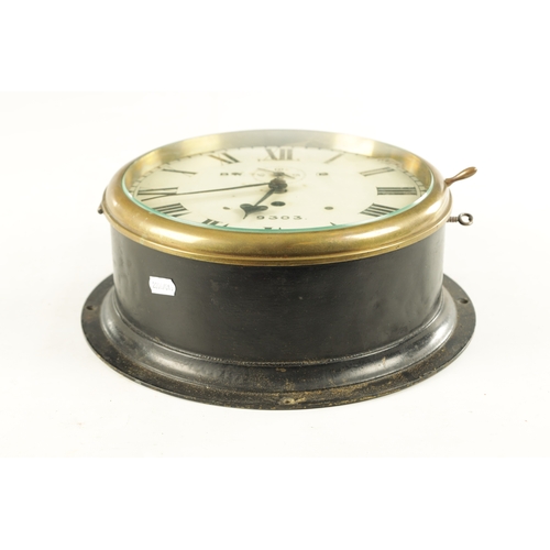 1205 - AN EARLY 20TH CENTURY BRITISH RAIL (EAST) FUSEE WALL CLOCK, the brass bulkhead style case with locki... 