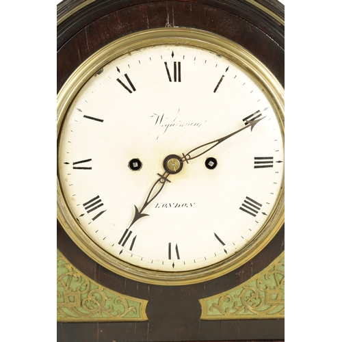 1207 - WIGHTMAN LONDON - A REGENCY TRIPLE PAD TOP BRASS MOUNTED EBONISED EIGHT DAY BRACKET CLOCK the case w... 