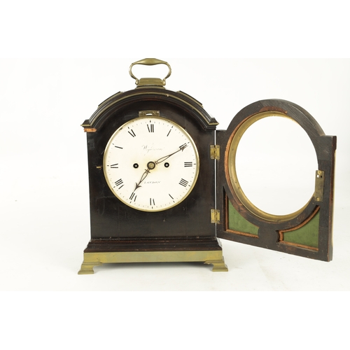 1207 - WIGHTMAN LONDON - A REGENCY TRIPLE PAD TOP BRASS MOUNTED EBONISED EIGHT DAY BRACKET CLOCK the case w... 