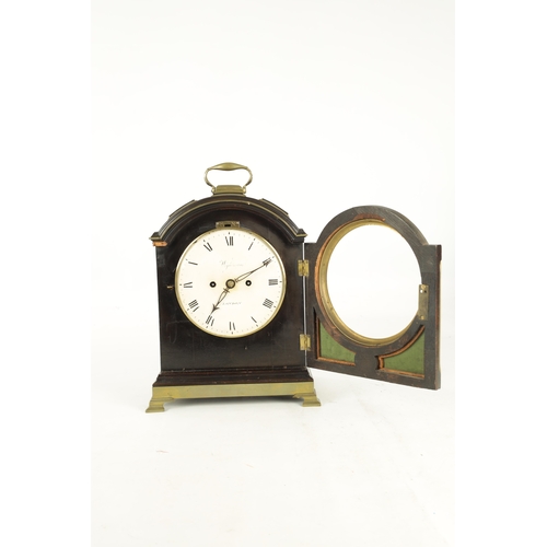 1207 - WIGHTMAN LONDON - A REGENCY TRIPLE PAD TOP BRASS MOUNTED EBONISED EIGHT DAY BRACKET CLOCK the case w... 