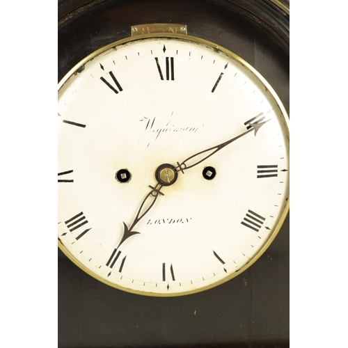 1207 - WIGHTMAN LONDON - A REGENCY TRIPLE PAD TOP BRASS MOUNTED EBONISED EIGHT DAY BRACKET CLOCK the case w... 