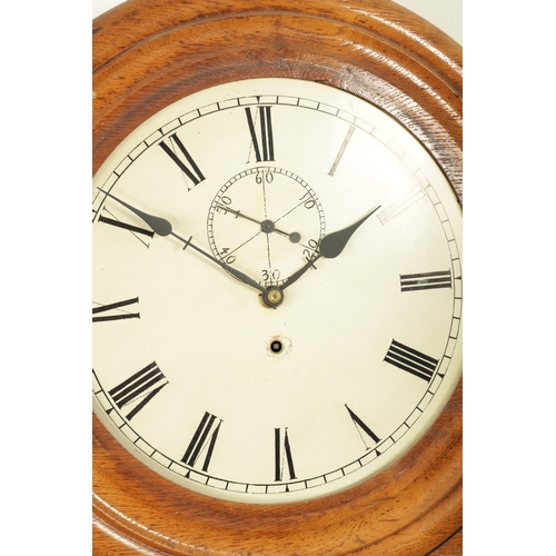 1208 - A 19TH CENTURY OAK TRUNK DIAL WALL CLOCK, the sliding hood with cast brass bezel enclosing a 14