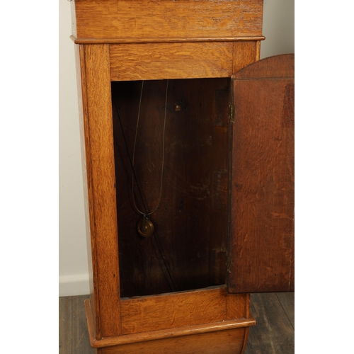 1208 - A 19TH CENTURY OAK TRUNK DIAL WALL CLOCK, the sliding hood with cast brass bezel enclosing a 14