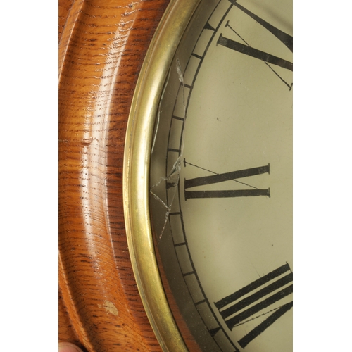 1208 - A 19TH CENTURY OAK TRUNK DIAL WALL CLOCK, the sliding hood with cast brass bezel enclosing a 14