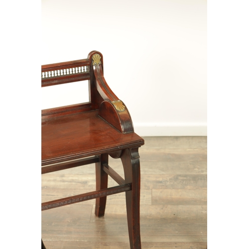 1220 - A PAIR OF 19TH CENTURY MAHOGANY STOOLS IN THE MANNER OF JAMES SHOOLBRED & CO of aesthetic design wit... 