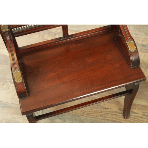 1220 - A PAIR OF 19TH CENTURY MAHOGANY STOOLS IN THE MANNER OF JAMES SHOOLBRED & CO of aesthetic design wit... 