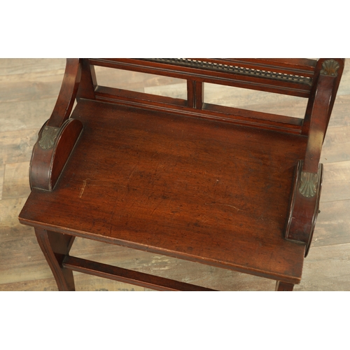 1220 - A PAIR OF 19TH CENTURY MAHOGANY STOOLS IN THE MANNER OF JAMES SHOOLBRED & CO of aesthetic design wit... 