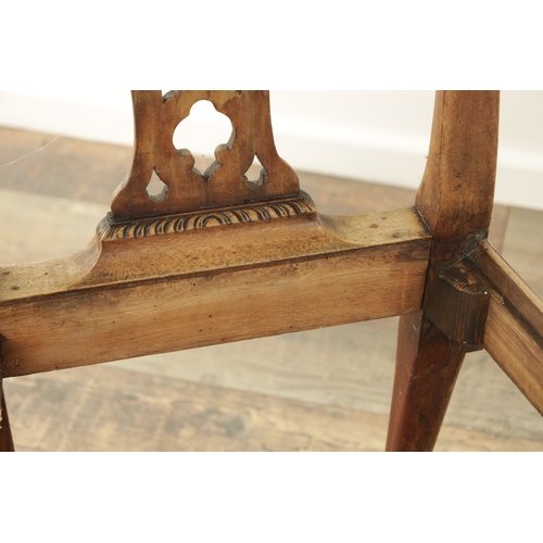 1226 - A GOOD PAIR OF GEORGE III MAHOGANY CHIPPENDALE DESIGN SIDE CHAIRS with leaf carved pierced backs and... 