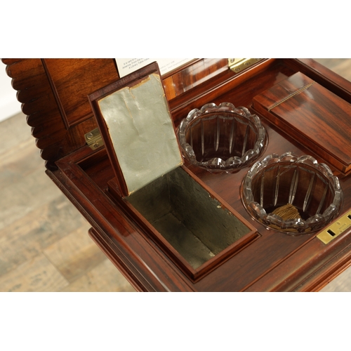 1228 - A LATE REGENCY SABICU WOOD TEAPOY IN THE MANNER OF GILLOWS with a gadrooned hinged top revealing a f... 