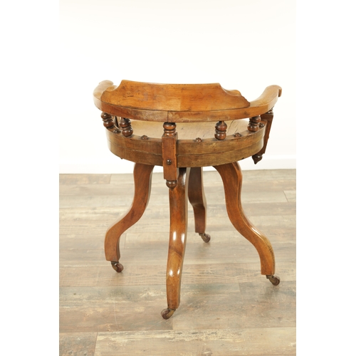 1231 - AN UNUSUAL LATE 19TH CENTURY AESTHETIC PERIOD ELM REVOLVING DESK CHAIR with arcaded decoration. (59c... 