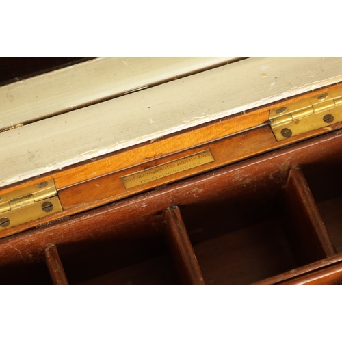 1236 - A GOOD LATE 19TH CENTURY FIGURED SATINWOOD DRESSING WORK BOX with brass inlaid hinged top and fall-d... 