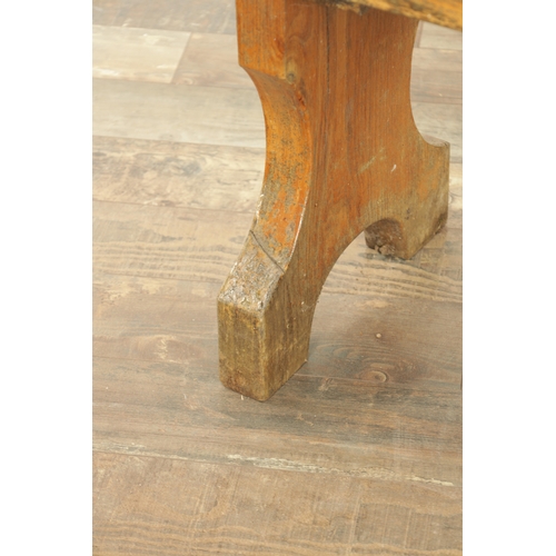 1240 - A PAIR OF 20TH CENTURY OAK BENCHES with shaped plank tops and end supports. (123cm wide 46cm high )