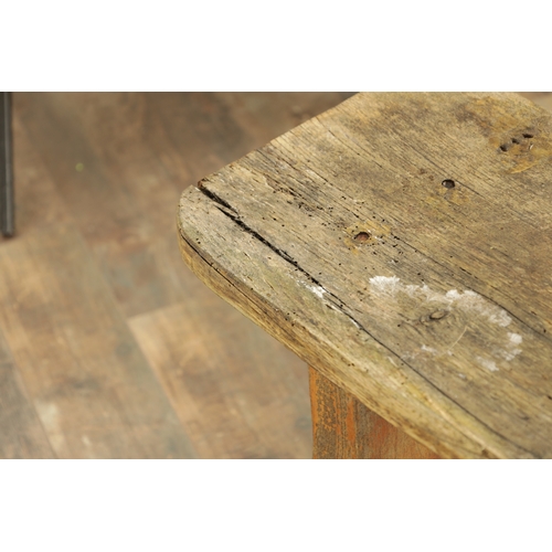 1240 - A PAIR OF 20TH CENTURY OAK BENCHES with shaped plank tops and end supports. (123cm wide 46cm high )