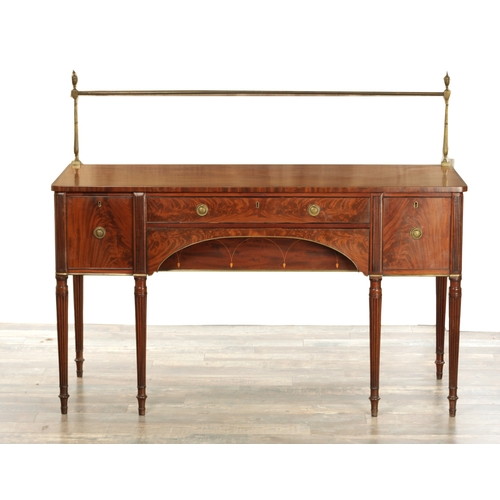 1242 - GIILOWS LANCASTER. AN EARLY 19TH CENTURY FIGURED MAHOGANY SIDEBOARD with brass gallery and ebony cro... 