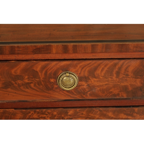 1242 - GIILOWS LANCASTER. AN EARLY 19TH CENTURY FIGURED MAHOGANY SIDEBOARD with brass gallery and ebony cro... 