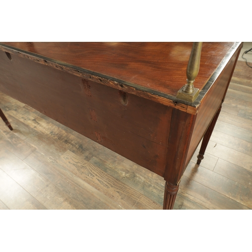 1242 - GIILOWS LANCASTER. AN EARLY 19TH CENTURY FIGURED MAHOGANY SIDEBOARD with brass gallery and ebony cro... 