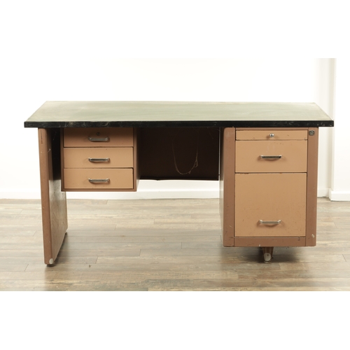 1244 - A COLLECTION OF 1960’S VINTAGE METAL OFFICE FURNITURE consisting of a desk and filing cabinets