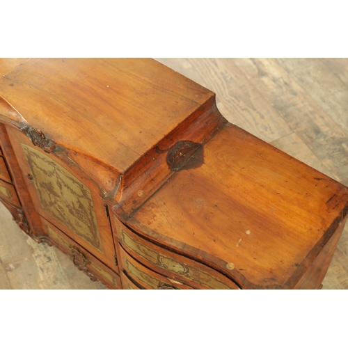 1249 - AN UNUSUAL 18TH CENTURY WALNUT AND PEWTER INLAID ITALIAN TABLE CABINET with raised centre having a h... 