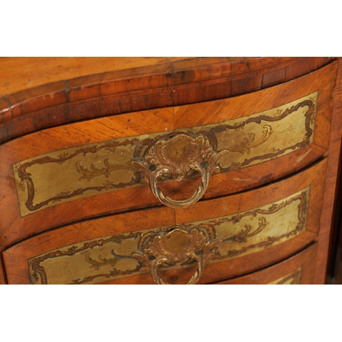 1249 - AN UNUSUAL 18TH CENTURY WALNUT AND PEWTER INLAID ITALIAN TABLE CABINET with raised centre having a h... 