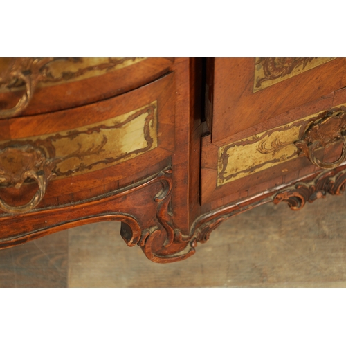 1249 - AN UNUSUAL 18TH CENTURY WALNUT AND PEWTER INLAID ITALIAN TABLE CABINET with raised centre having a h... 