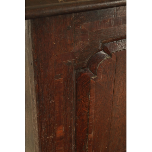 1251 - AN EARLY 18TH CENTURY JOINED OAK MULE CHEST with hinged top and three fielded panels to the front ab... 