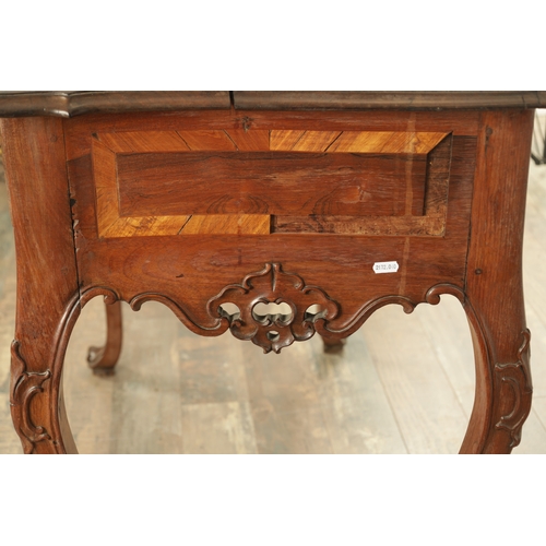 1255 - AN 18TH CENTURY ROSEWOOD ANGLO-PORTUGUESE SERPENTINE-SHAPED SIDE TABLE with moulded edge top above a... 