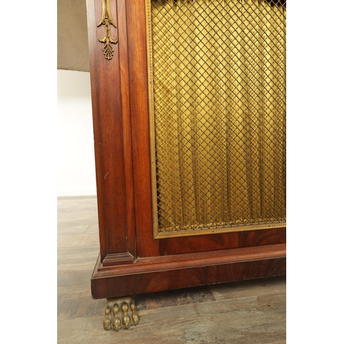 1260 - A 20TH CENTURY FRENCH BIEDERMEIER MAHOGANY AND ORMOLU MOUNTED SIDE CABINET with antico verde marble ... 