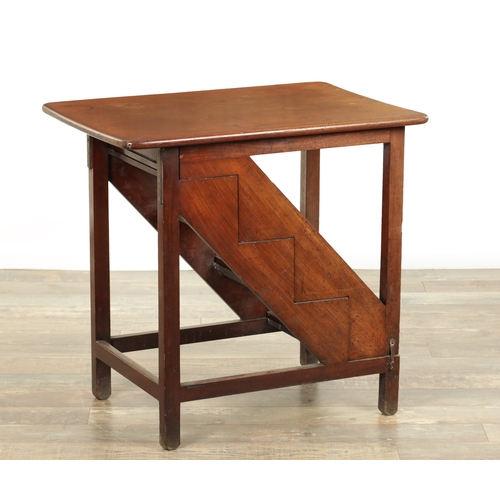 1268 - A 19TH CENTURY MAHOGANY METAMORPHIC TABLE / LIBRARY STEPS the rectangular moulded top on plain squar... 