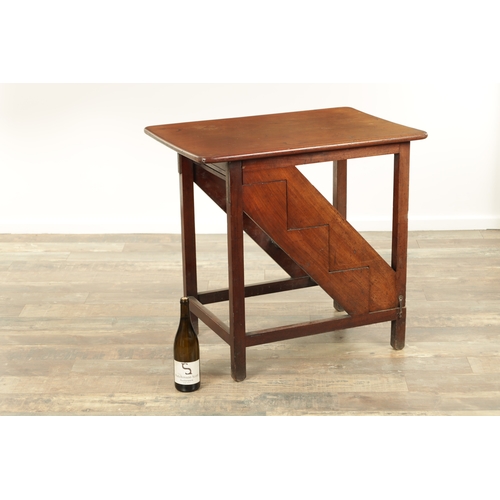 1268 - A 19TH CENTURY MAHOGANY METAMORPHIC TABLE / LIBRARY STEPS the rectangular moulded top on plain squar... 