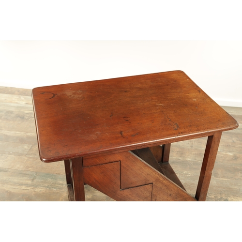 1268 - A 19TH CENTURY MAHOGANY METAMORPHIC TABLE / LIBRARY STEPS the rectangular moulded top on plain squar... 