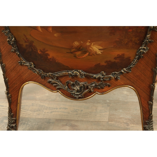 1271 - A GOOD 20TH EARLY 20TH CENTURY LOUIS XVI STYLE VERNIS MARTIN AND KINGWOOD SIDE CABINET of shaped des... 