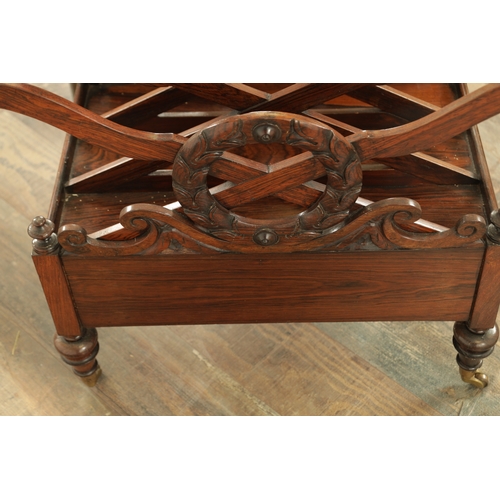 1274 - A WILLIAM IV ROSEWOOD CANTERBURY together with a George III Mahogany Canterbury (53cm wide 50cm high... 