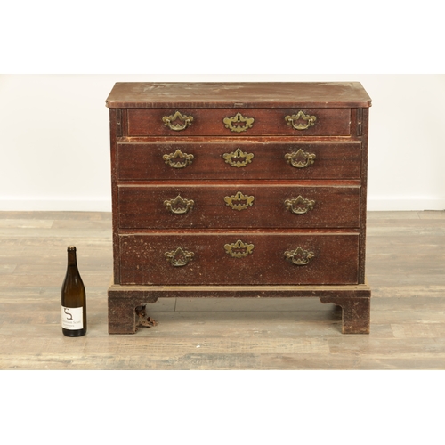 1287 - A GEORGE II MAHOGANY BACHELORS CHEST with pull-out loppers and four graduated drawers fitted with or... 