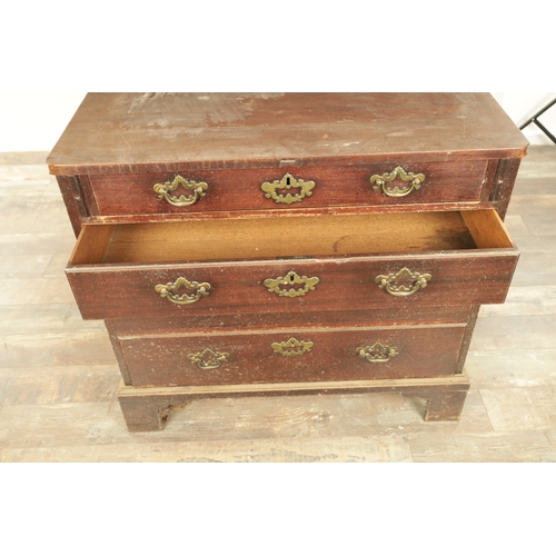 1287 - A GEORGE II MAHOGANY BACHELORS CHEST with pull-out loppers and four graduated drawers fitted with or... 