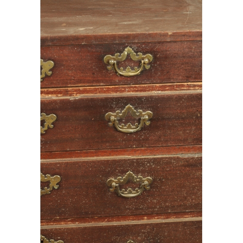 1287 - A GEORGE II MAHOGANY BACHELORS CHEST with pull-out loppers and four graduated drawers fitted with or... 